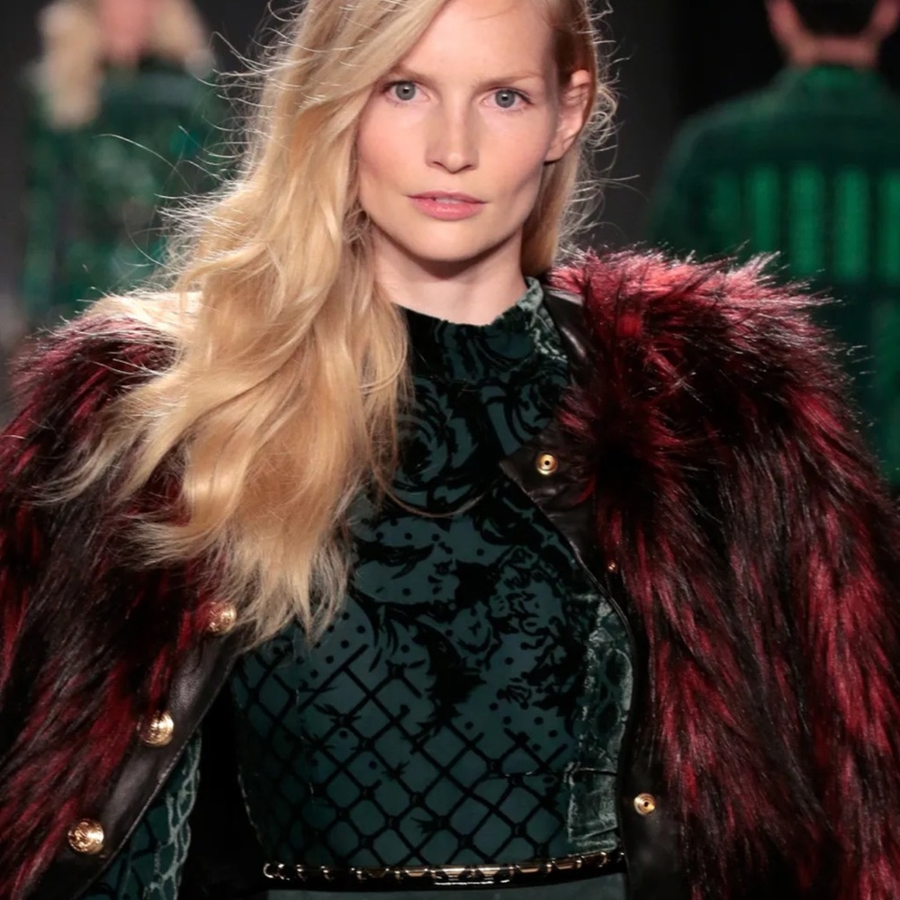Balmain x H&M Red Faux Fur Jacket